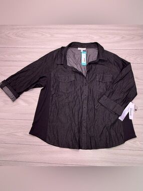 Stitch Fix Pale Sky Xandra Button Down Shirt Black‎ - 2X